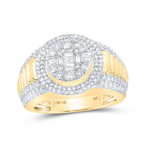 10kt Yellow Gold Mens Round Diamond Circle Ring 1-5/8 Cttw