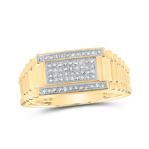 10kt Yellow Gold Mens Round Diamond Band Ring 1/4 Cttw