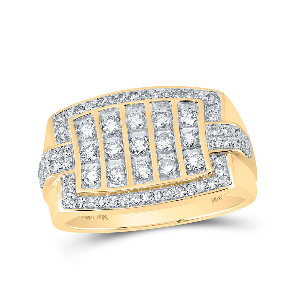 10kt Yellow Gold Mens Round Diamond Band Ring 1 Cttw