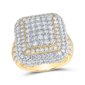 10kt Yellow Gold Mens Round Diamond Square Ring 4-7/8 Cttw