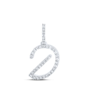 10kt White Gold Womens Round Diamond D Initial Letter Pendant 1/6 Cttw