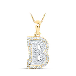 10kt Two-tone Gold Womens Round Diamond B Initial Letter Pendant 1/5 Cttw