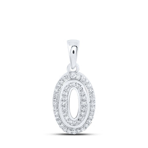 10kt White Gold Womens Round Diamond O Initial Letter Pendant 1/6 Cttw