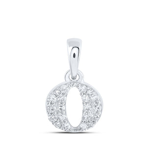 10kt White Gold Womens Round Diamond O Initial Letter Pendant 1/10 Cttw