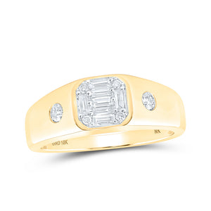 10kt Yellow Gold Mens Baguette Diamond Band Ring 3/8 Cttw