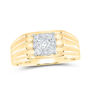 10kt Yellow Gold Mens Round Diamond Solitaire Band Ring 1/2 Cttw