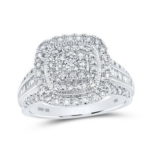 10kt White Gold Womens Round Diamond Square Ring 1 Cttw