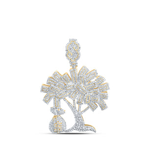 10kt Yellow Gold Mens Round Diamond Money Tree Charm Pendant 2-3/4 Cttw