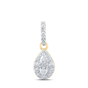 10kt Yellow Gold Womens Pear Diamond Fashion Pendant 1/6 Cttw