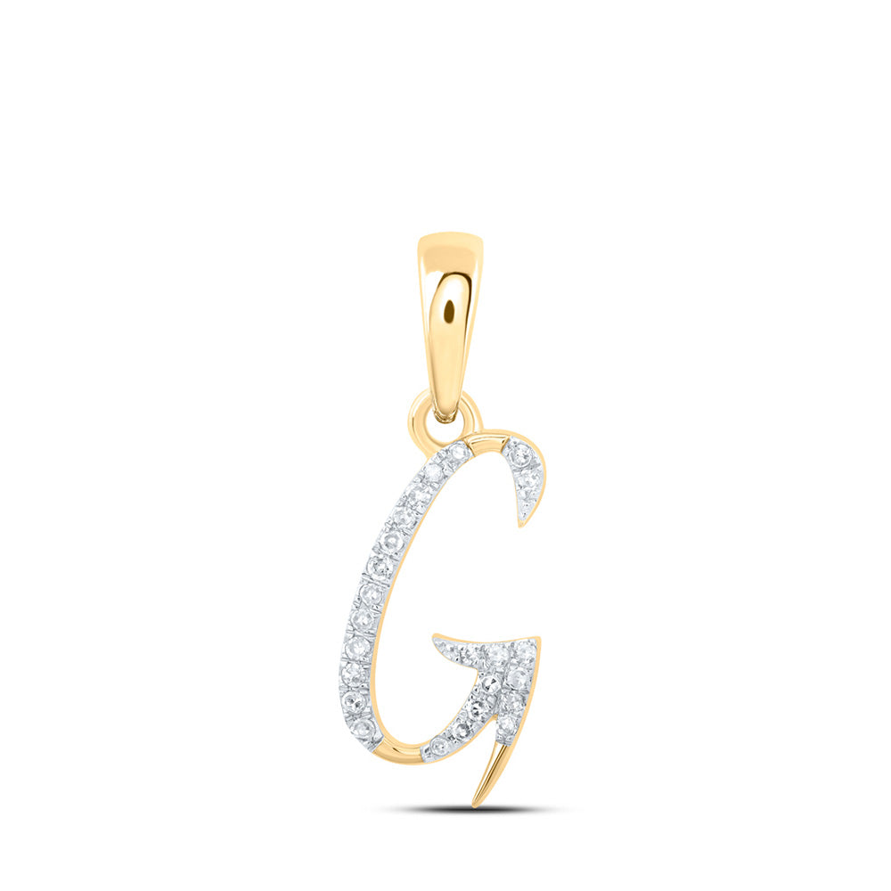 10kt Yellow Gold Womens Round Diamond G Initial Letter Pendant 1/12 Cttw