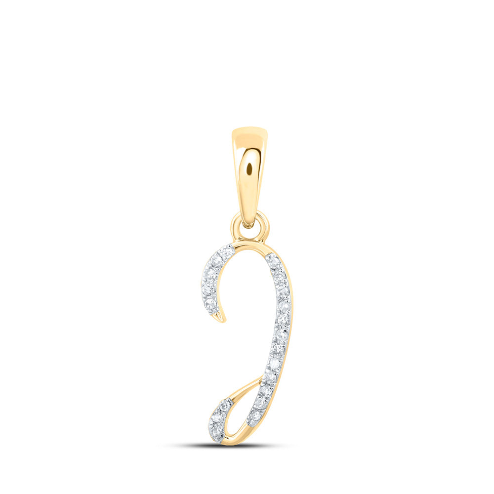 10kt Yellow Gold Womens Round Diamond I Initial Letter Pendant 1/20 Cttw