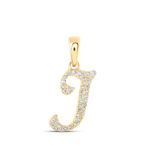 10kt Yellow Gold Womens Round Diamond I Initial Letter Pendant 1/8 Cttw