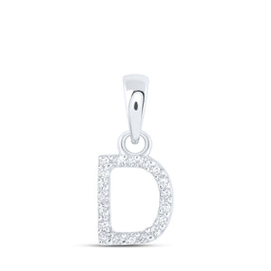 10kt White Gold Womens Round Diamond D Initial Letter Pendant 1/20 Cttw