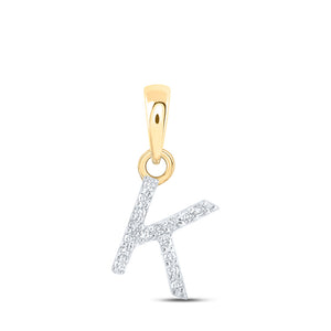 10kt Yellow Gold Womens Round Diamond K Initial Letter Pendant .03 Cttw