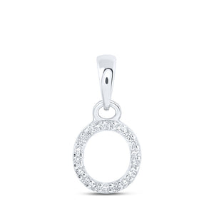 10kt White Gold Womens Round Diamond O Initial Letter Pendant 1/20 Cttw