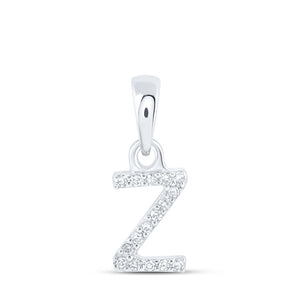 10kt White Gold Womens Round Diamond Z Initial Letter Pendant .03 Cttw