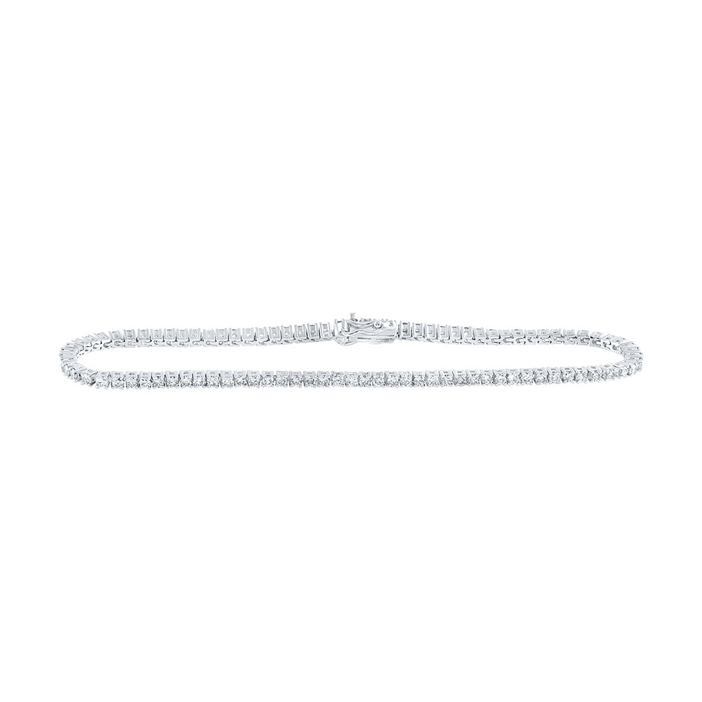 10kt White Gold Womens Round Diamond Fashion Bracelet 2 Cttw