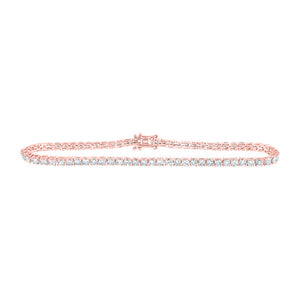 14kt Rose Gold Womens Round Diamond Single Row Fashion Bracelet 4 Cttw