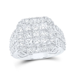 10kt White Gold Womens Princess Diamond Square Ring 3 Cttw