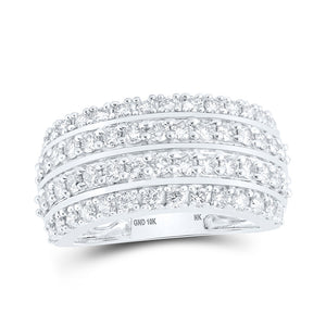 10kt White Gold Womens Round Diamond 4-Row Fashion Ring 1-5/8 Cttw