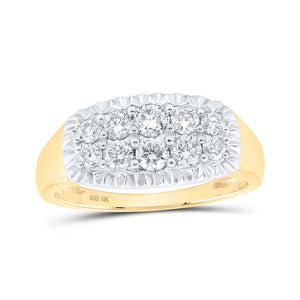 10kt Yellow Gold Mens Round Diamond Fluted Band Ring 1 Cttw