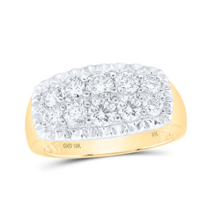 10kt Yellow Gold Mens Round Diamond Fluted Band Ring 2 Cttw