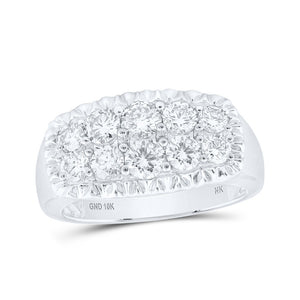 10kt White Gold Mens Round Diamond Fluted Band Ring 2 Cttw