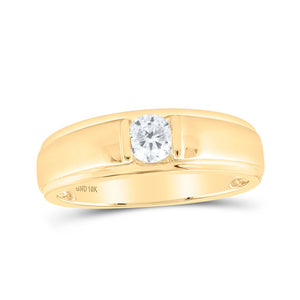 10kt Yellow Gold Mens Round Diamond Solitaire Band Ring 1/2 Cttw