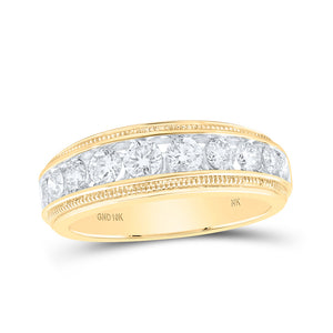 10kt Yellow Gold Mens Round Diamond Band Ring 1-1/2 Cttw