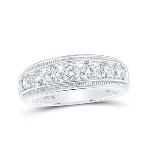 10kt White Gold Mens Round Diamond Band Ring 2 Cttw