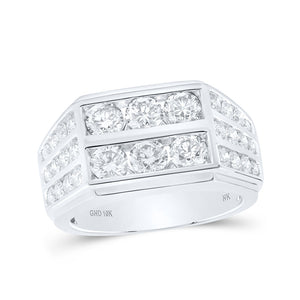 10kt White Gold Mens Round Diamond Band Ring 2-7/8 Cttw