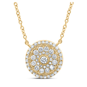 14kt Yellow Gold Womens Round Diamond 18-inch Cluster Necklace 1/2 Cttw