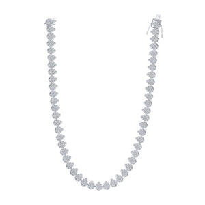 10kt White Gold Womens Round Diamond 18-inch Teardrop Link Necklace 6-1/2 Cttw