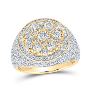 10kt Yellow Gold Mens Round Diamond Circle Cluster Ring 3-1/2 Cttw