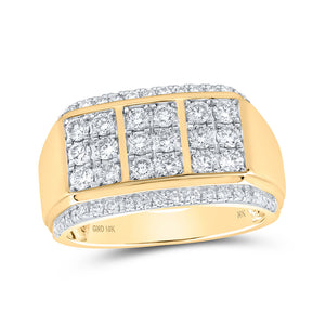 10kt Yellow Gold Mens Round Diamond Band Ring 1-1/2 Cttw