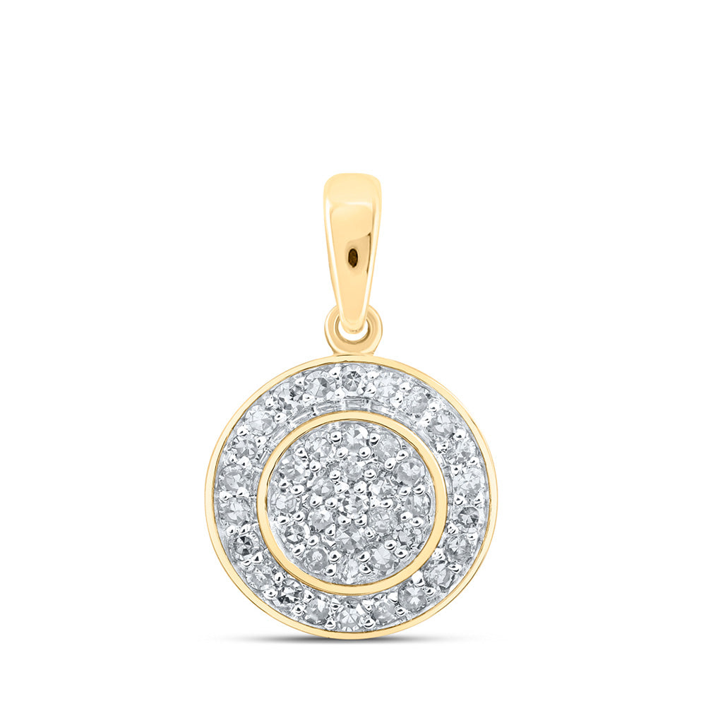 10kt Yellow Gold Womens Round Diamond Cluster Pendant 1/3 Cttw