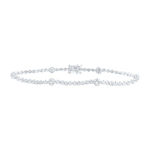 10kt White Gold Womens Round Diamond Fashion Bracelet 1-3/8 Cttw