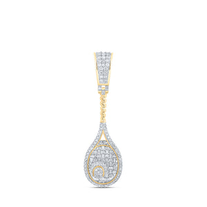 10kt Yellow Gold Mens Round Diamond Tennis Racket Sport Charm Pendant 1 Cttw