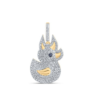 10kt Yellow Gold Mens Round Diamond Rubber Duck Charm Pendant 1-1/2 Cttw