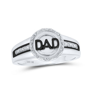 10kt White Gold Mens Round Diamond DAD Circle Ring 1/12 Cttw