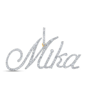 10kt Yellow Gold Womens Round Diamond MIKA Name Pendant 7/8 Cttw