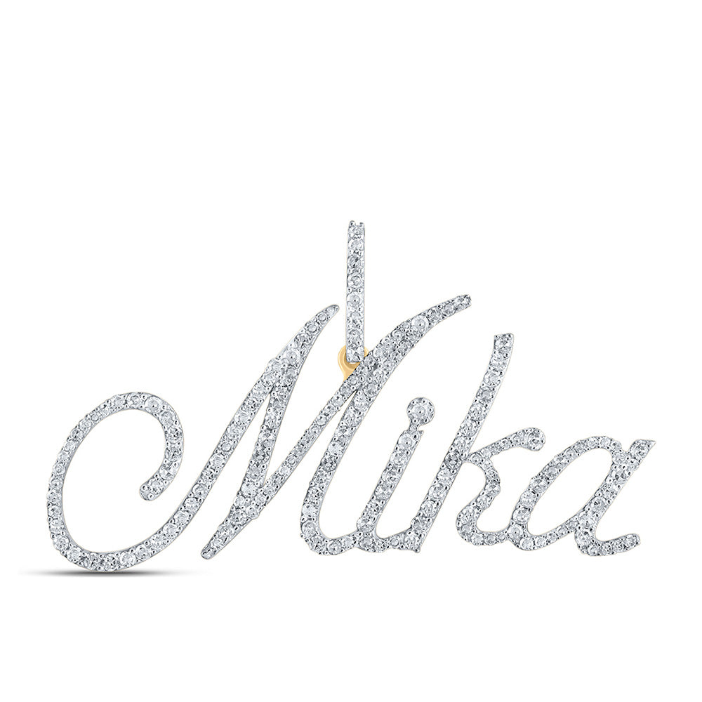 10kt Yellow Gold Womens Round Diamond MIKA Name Pendant 7/8 Cttw