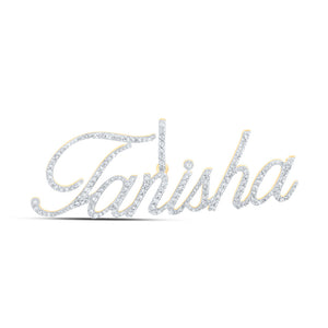 10kt Yellow Gold Womens Round Diamond TANISHA Name Pendant 1 Cttw