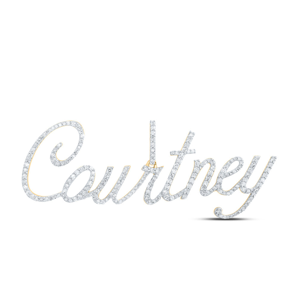 10kt Yellow Gold Womens Round Diamond COURTNEY Name Pendant 1 Cttw