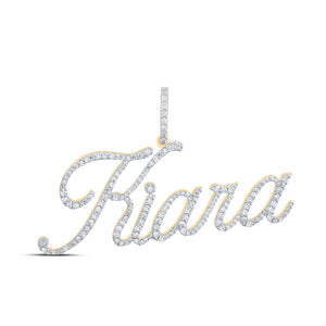 10kt Yellow Gold Womens Round Diamond KIARA Name Pendant 3/4 Cttw