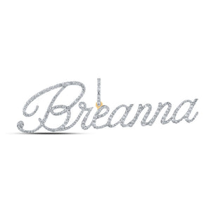 10kt Yellow Gold Womens Round Diamond BREANNA Name Pendant 1-1/5 Cttw