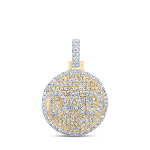 10kt Yellow Gold Mens Round Diamond Circle Dad Charm Pendant 1/2 Cttw