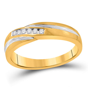 10kt Yellow Gold Mens Round Diamond Wedding Band Ring 1/8 Cttw