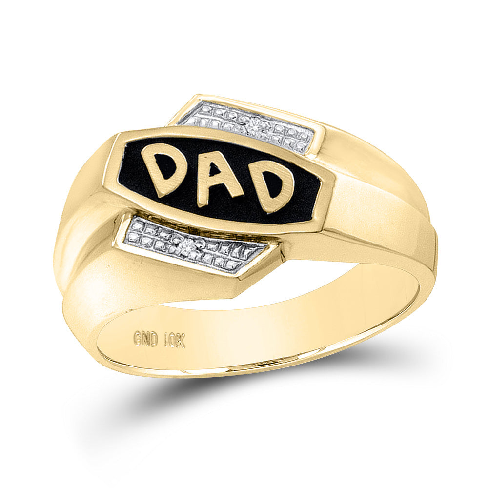 10kt Yellow Gold Mens Round Diamond Dad Father Ring .01 Cttw