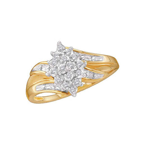 10kt Yellow Gold Womens Round Diamond Cluster Ring 1/10 Cttw